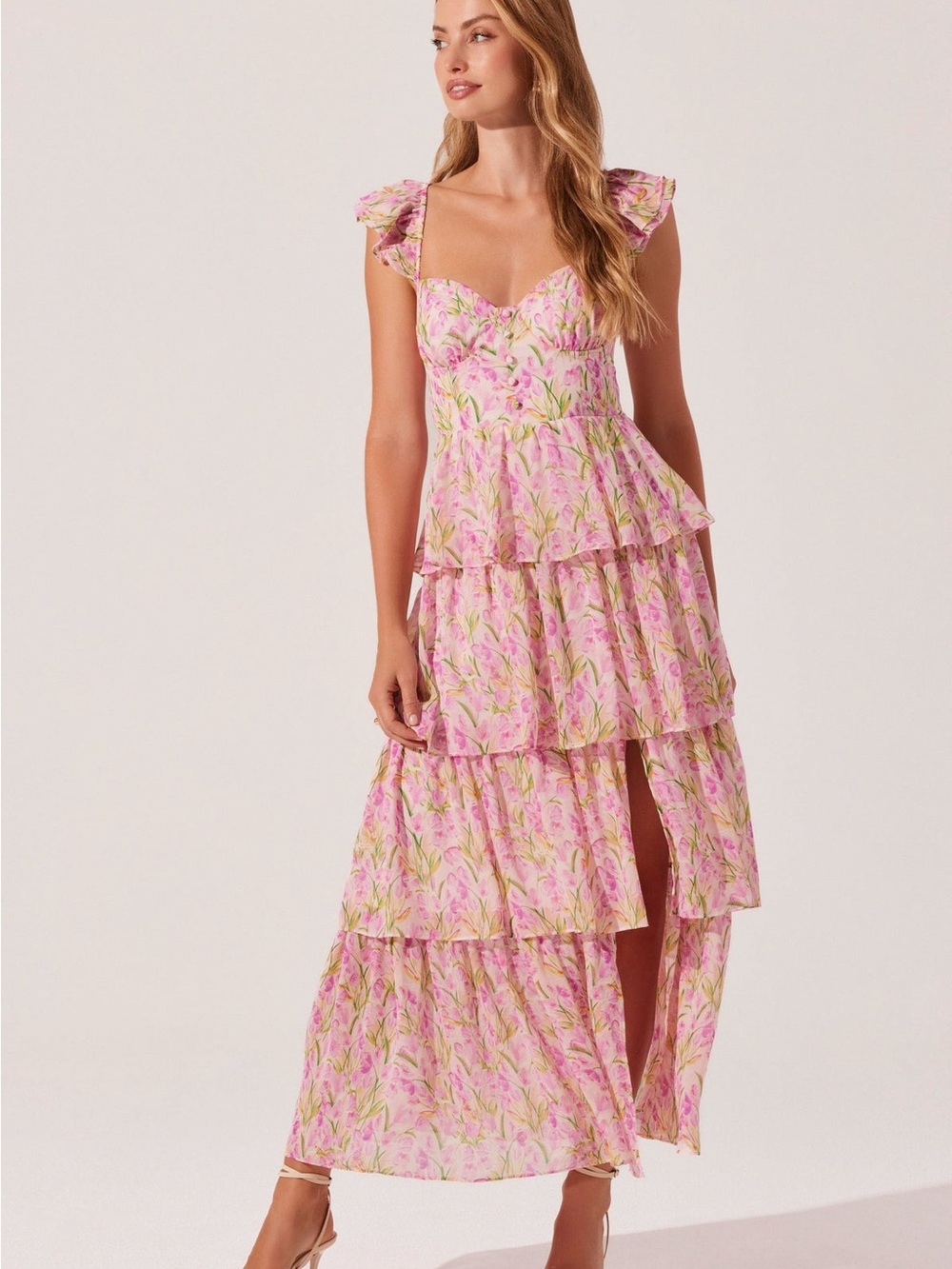 NWOT ASTR THE LABEL Midsummer Floral Tiered Maxi Dress